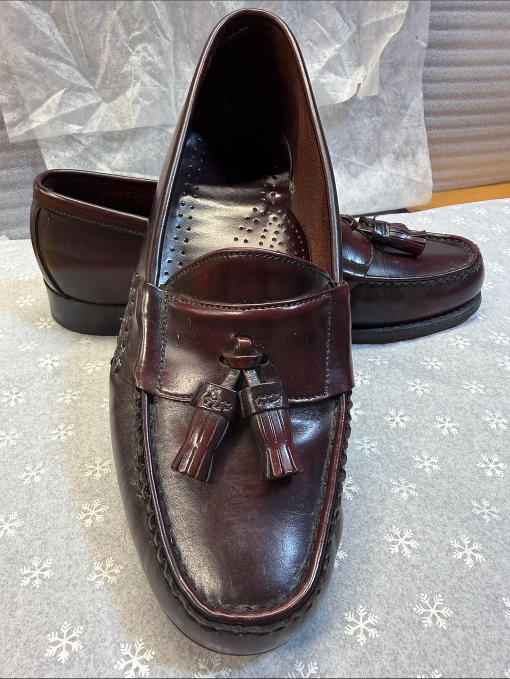 Vintage Dexter Mens Burgundy Leather Tassel Loafers Made in USA Size 8.5 M